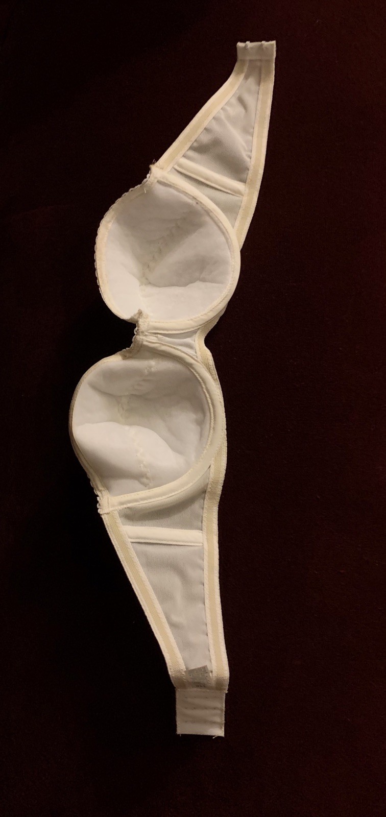 Vintage Strapless Bra White Underwire Seamless Nylon Lycra Spandex 1970s NEW 34B