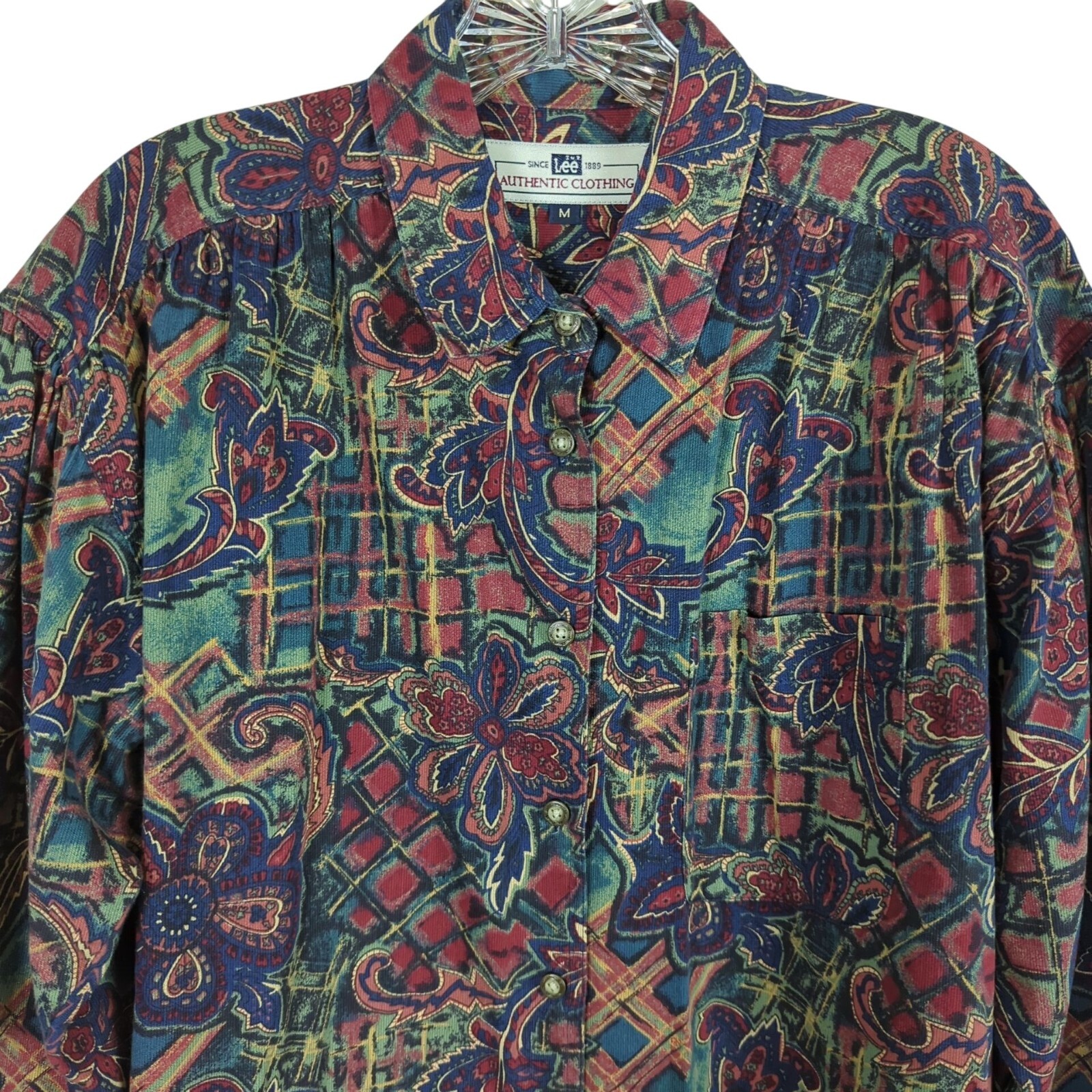 Vintage Lee Authentic Clothing Long sleeve Art Paisley Floral Button up blouse M