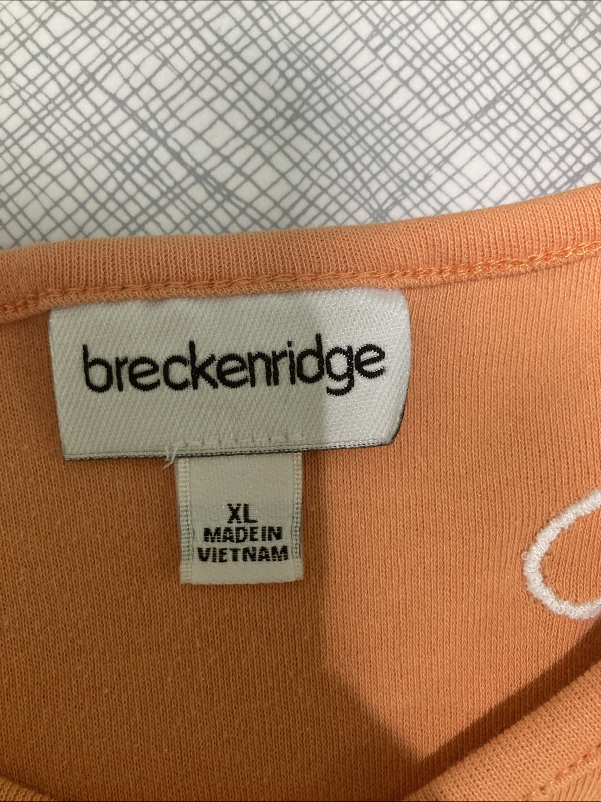 VTG 90s Y2K Breckenridge Grannycore Butterfly Embroidered Top XL Peach Orange