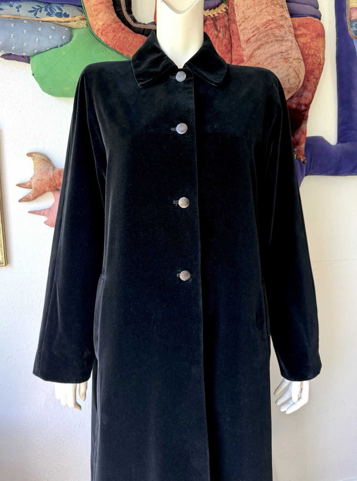 Vintage BLACK VELVET REVERSIBLE Drizzle Coat Purple Saks Fifth Ave Long Opera 10