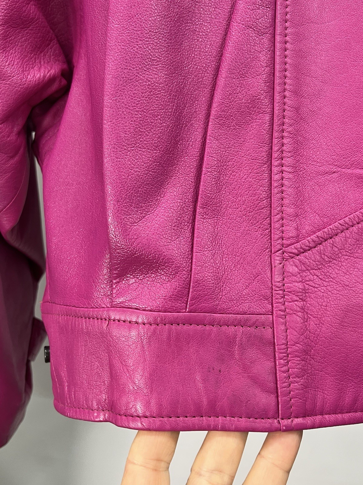 Vtg 80s La Nouvelle Renaissance Hot Pink Leather Jacket Sz M Rockabilly
