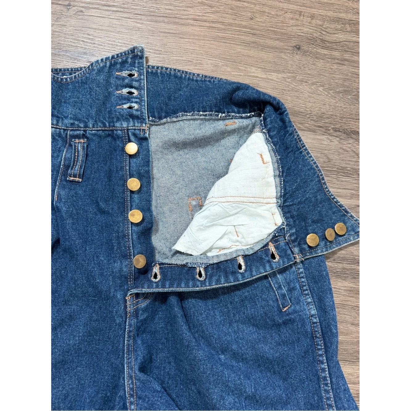 Vintage Paperbag Waist High Rise Mom Jeans Womens Size 13 Blue Denim Tapered