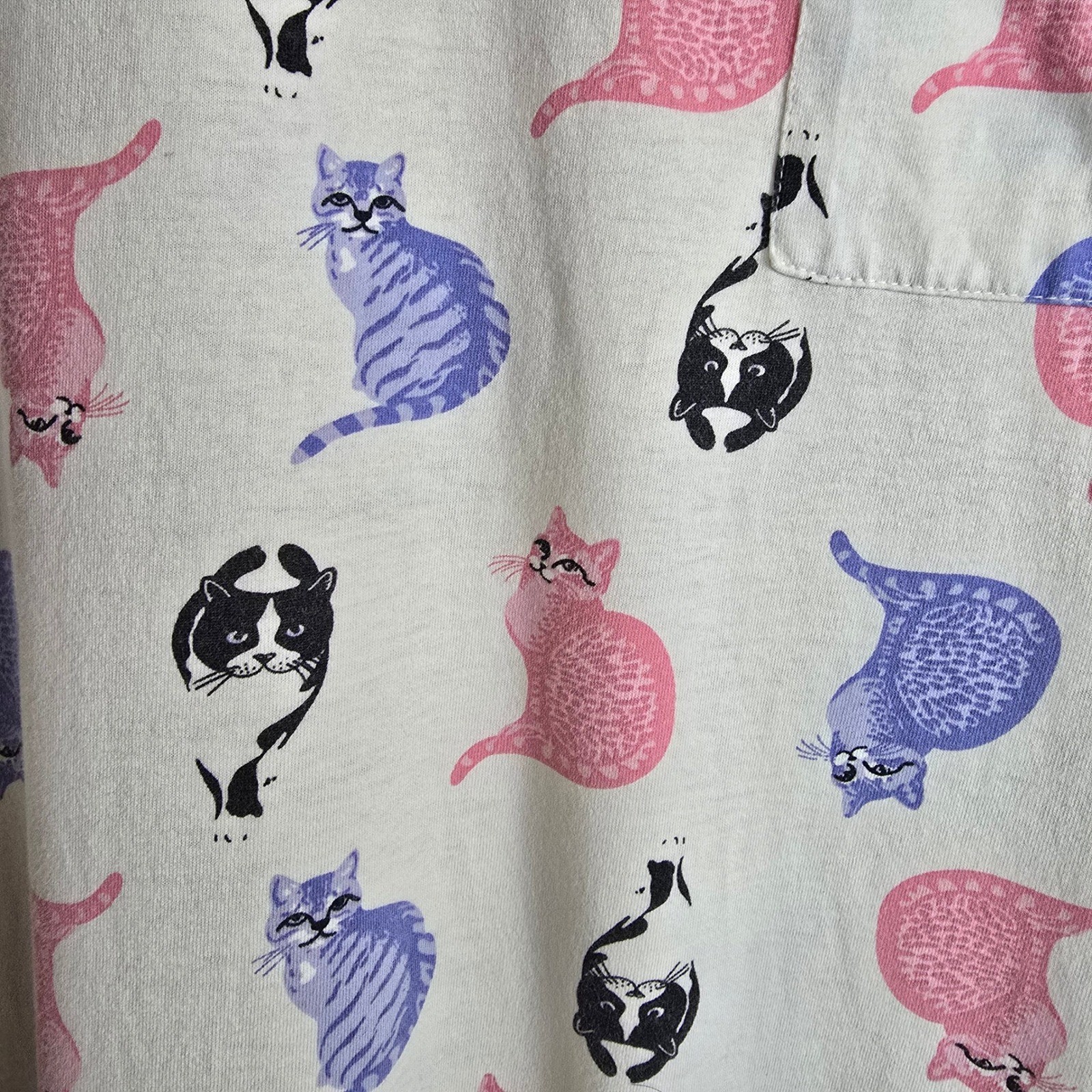 Vintage Simply Basic Cat Night Shirt One Size Fits Most Cotton Graphic Sleepwear