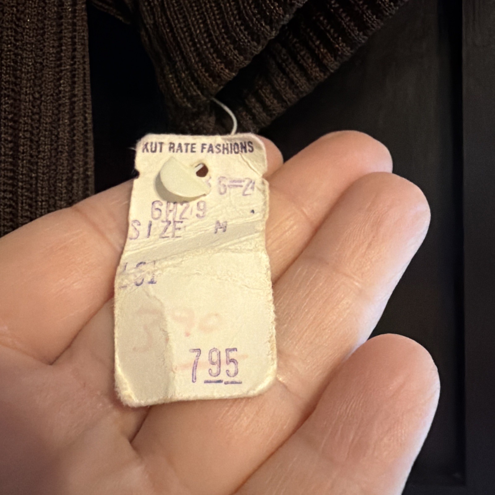 Vintage Brown Ribbed Mock Neck, Zippered Back Top with Original Tags