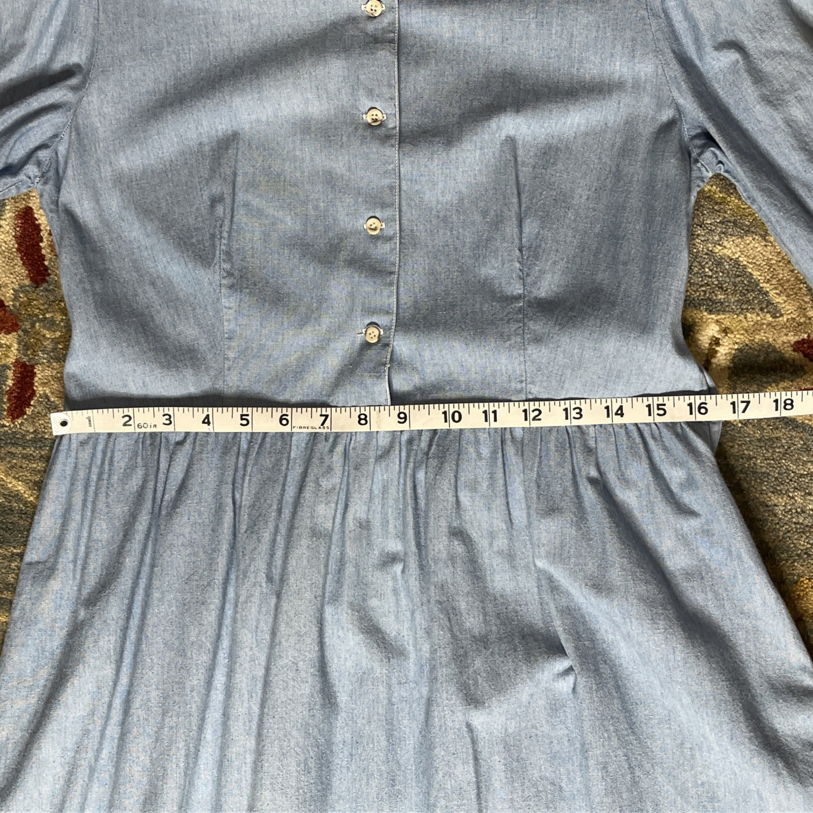 Vtg. Cottagecore Teacher Librarian Modest Dress w/Lace Collar Light Blue Sz 10