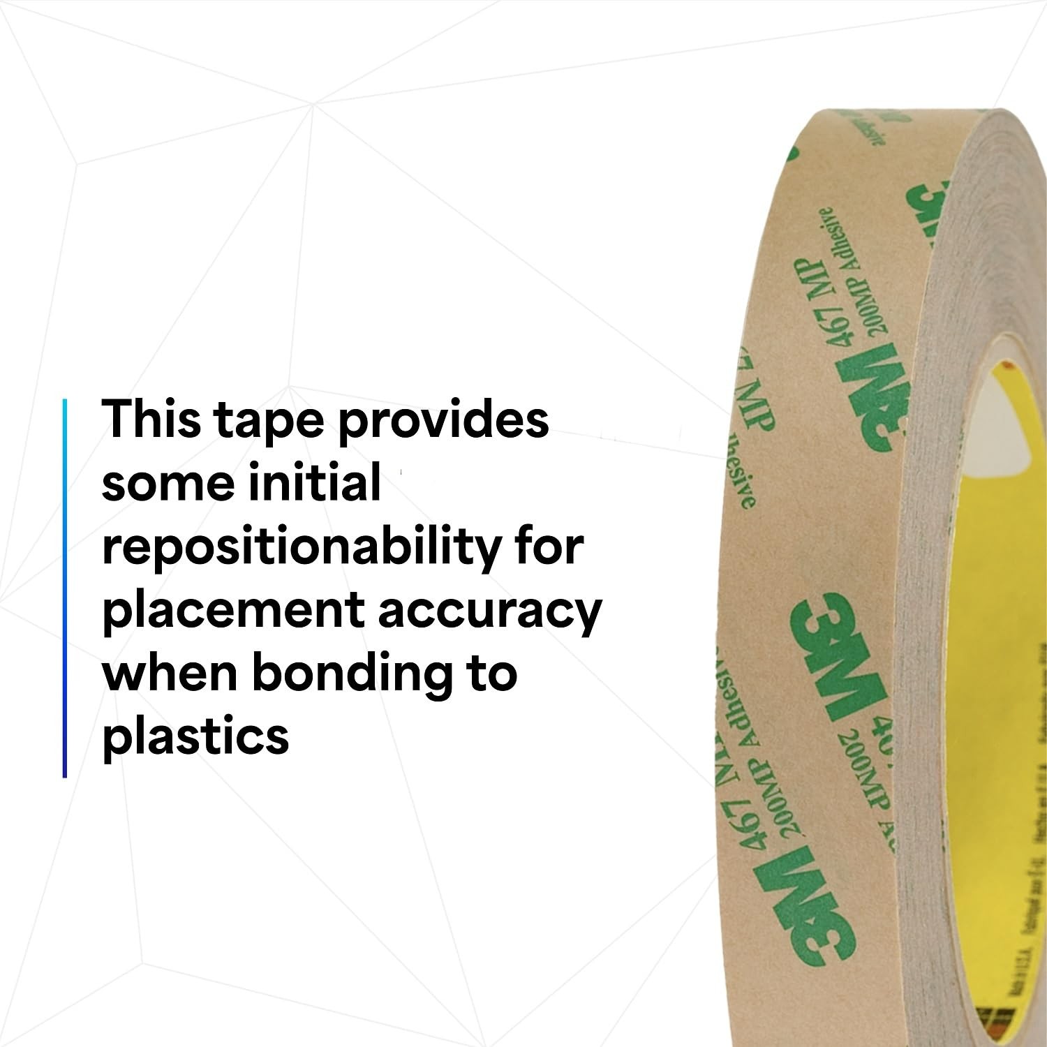 3M 468MP Adhesive Transfer Tape, Clear, 12 in x 5 yds, High Performance