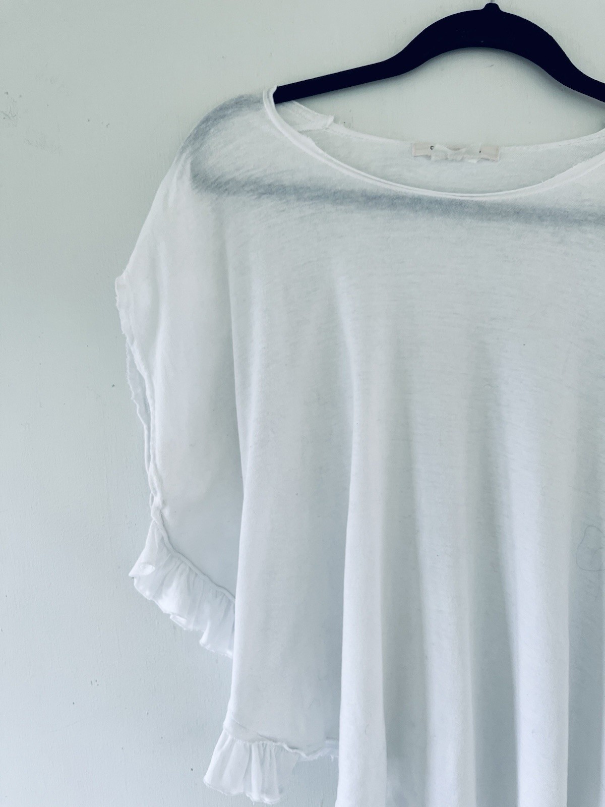 Comme Des Garcon Vintage 2012 Cotton Ruffle Crop T Shirt Top