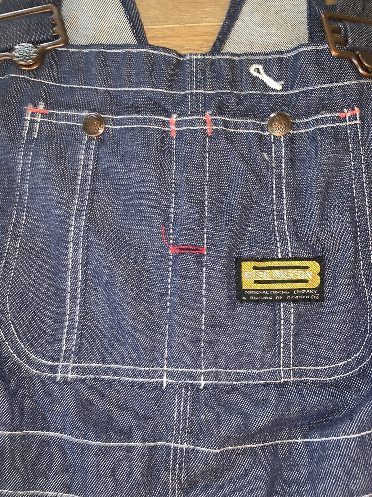 VINTAGE Overalls Burlington Denim Work Wear Bibs 38 W Unisex PRISTINE