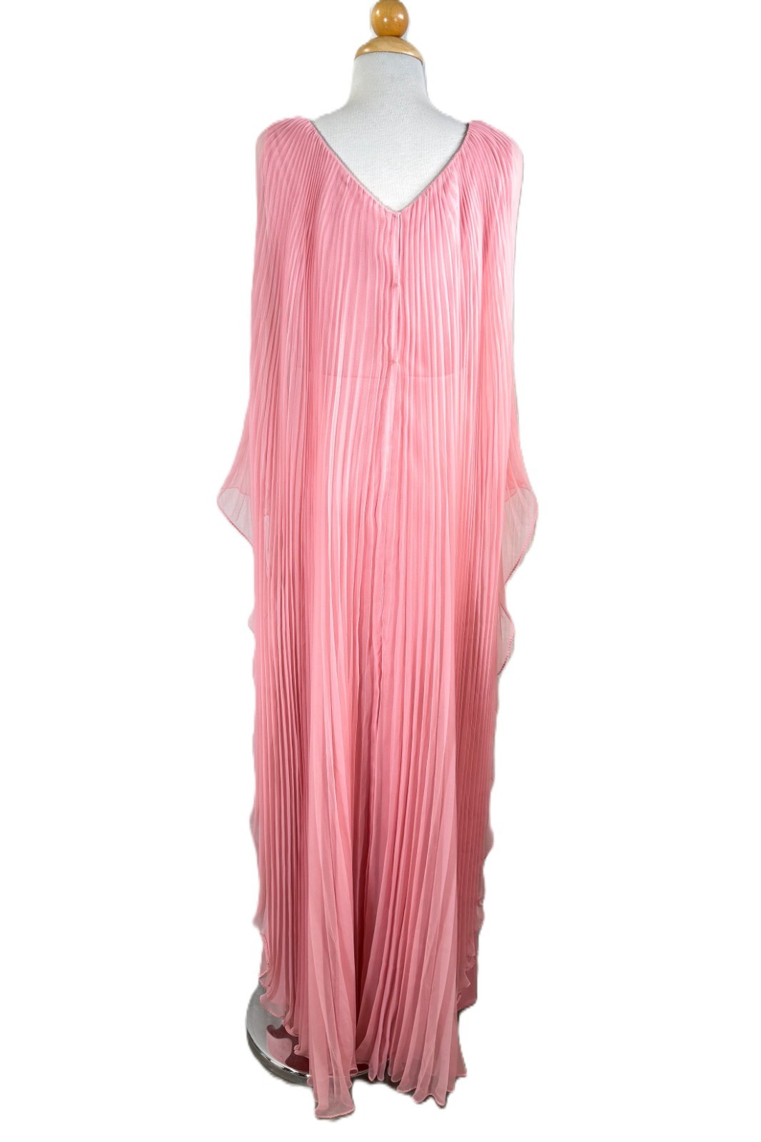 Vintage Miss Elliette Cape Pleated Maxi Dress, Pink Goddess Dress