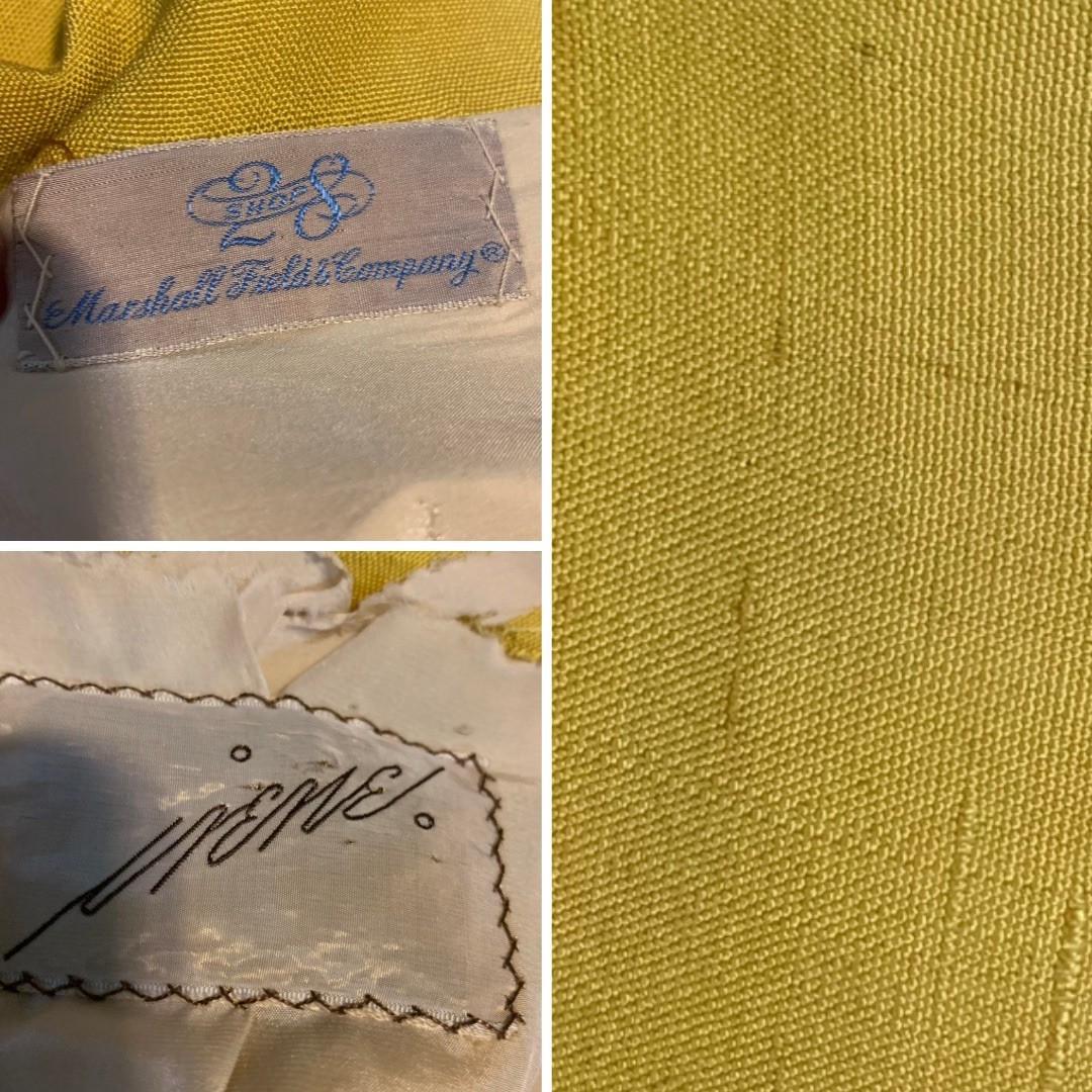 WOMEN&rsquo;S IRENE LENTZ VINTAGE 1950&rsquo;S YELLOW SILK BLEND SKIRT SUIT SIZE S