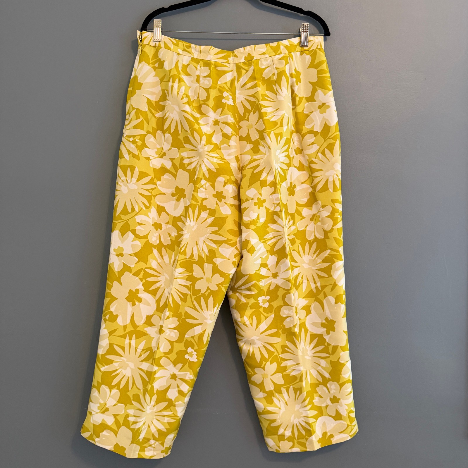 Vtg Robbie Bee Silk Sleeveless Solid Lime Blouse & Floral Pant Both SIZE 16