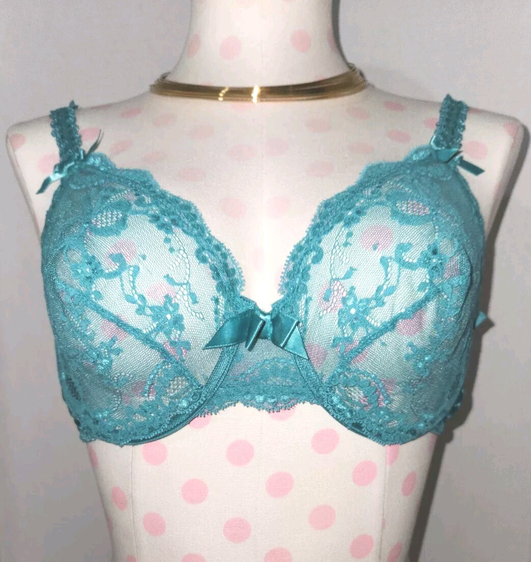 Vintage Victoria&rsquo;s Secret Gold Label CROWN Bra 36C Made in USA- NWT – Teal Green