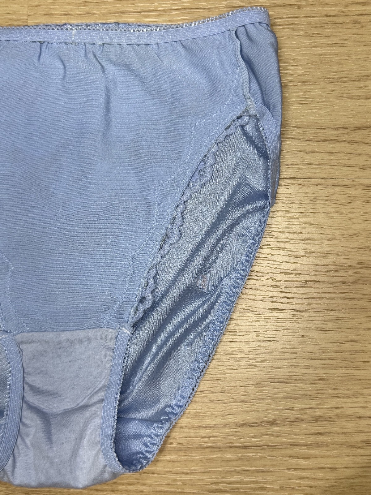 Vintage Powder Blue Nylon Panties High Waist Sissy Bikini Silky Lace Brief Sz.5