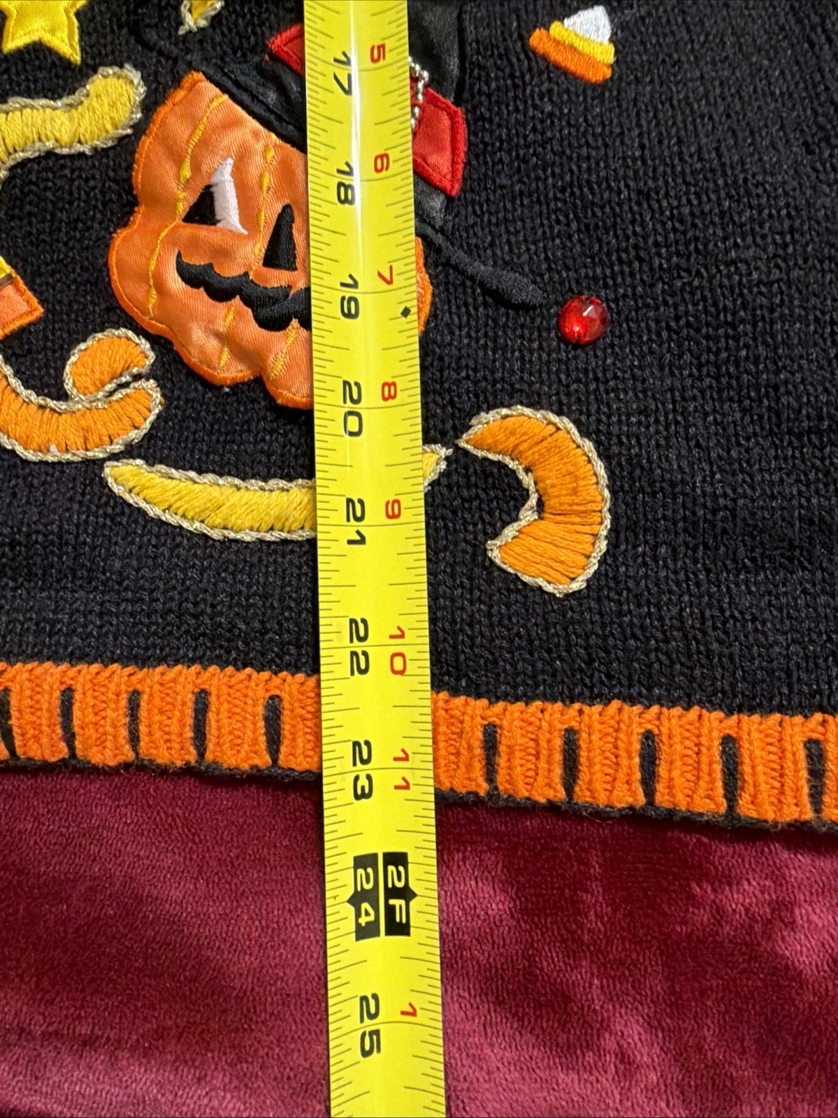 Women&rsquo;s Vintage Basic Editions Black/Orange Embellished & Beaded Halloween Vest
