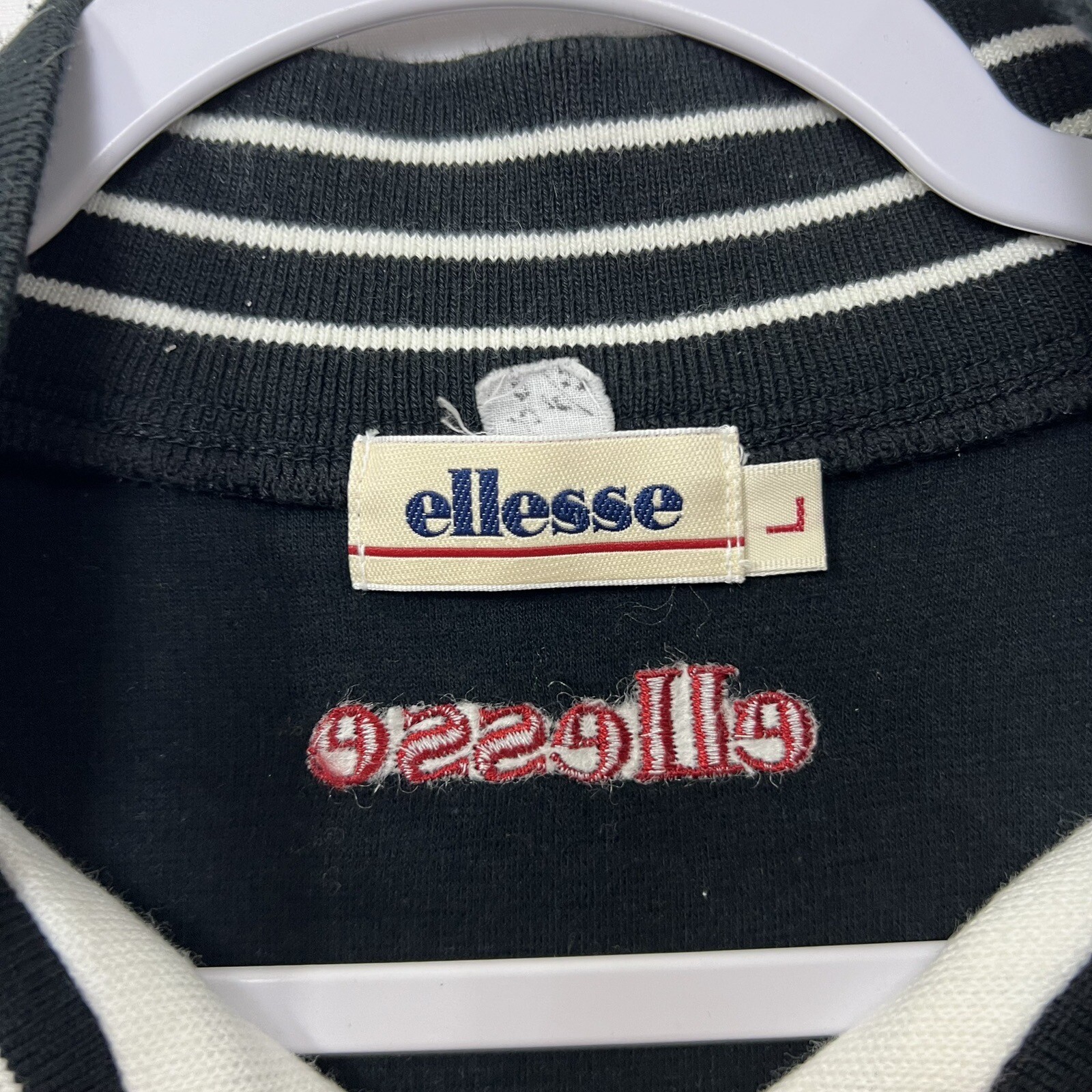 Vintage Ellesse 1/4 Zip Pullover Long Sleeve Sweater Stripes Color Block Large