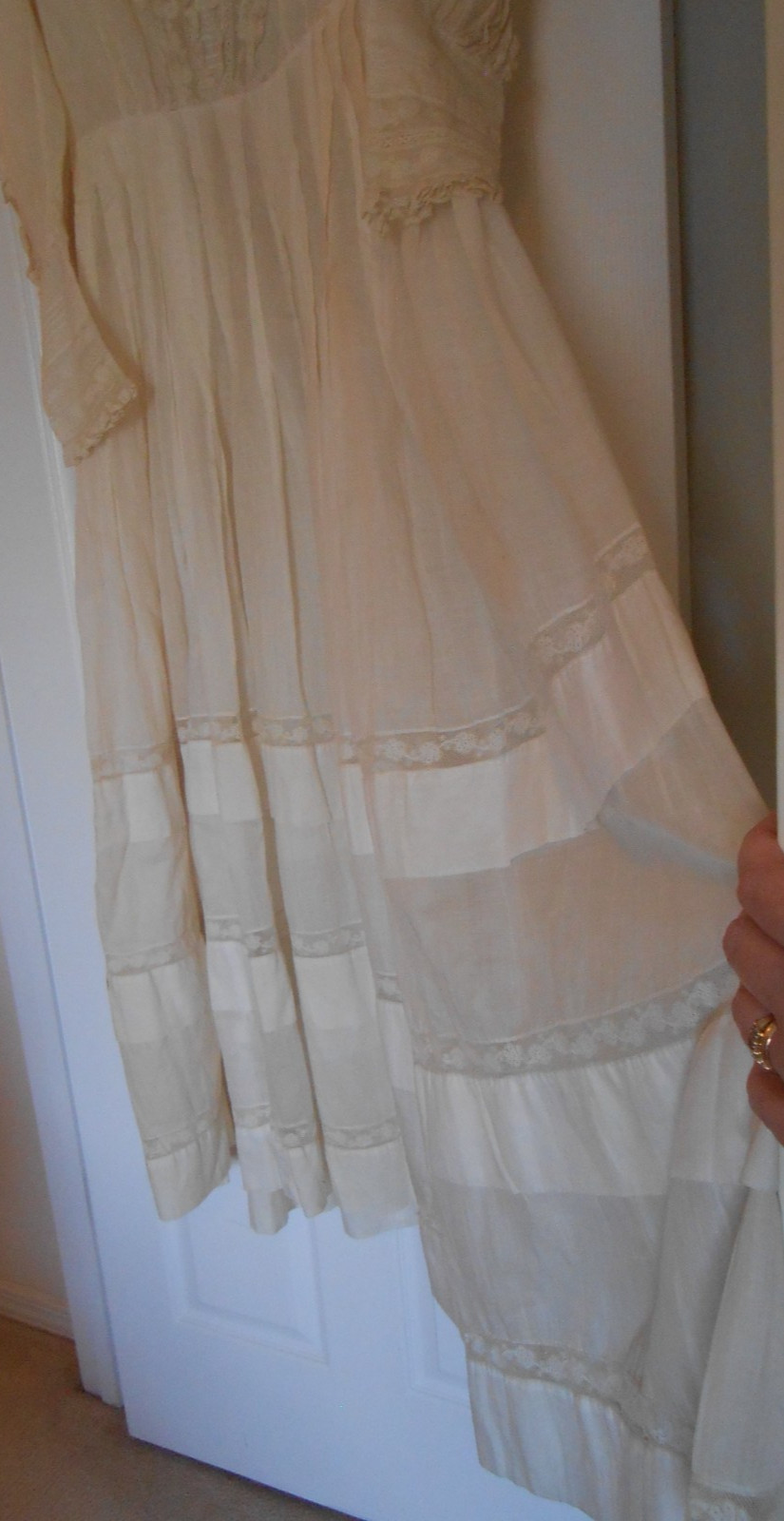 Vtg 1890s 1900s Victorian Edwardian DAY DRESS Lace Lawn Cotton FINE Handmade