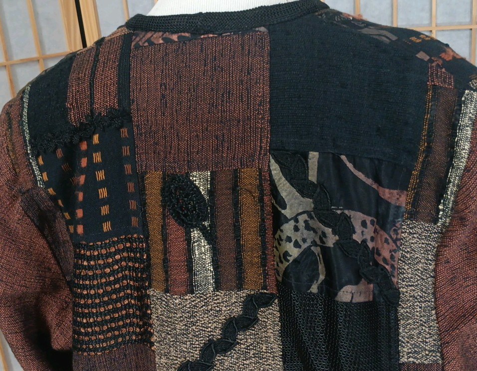 Crystal Vintage Womens Artsy Patchwork Long Sleeve Jacket Made In Colombia Small