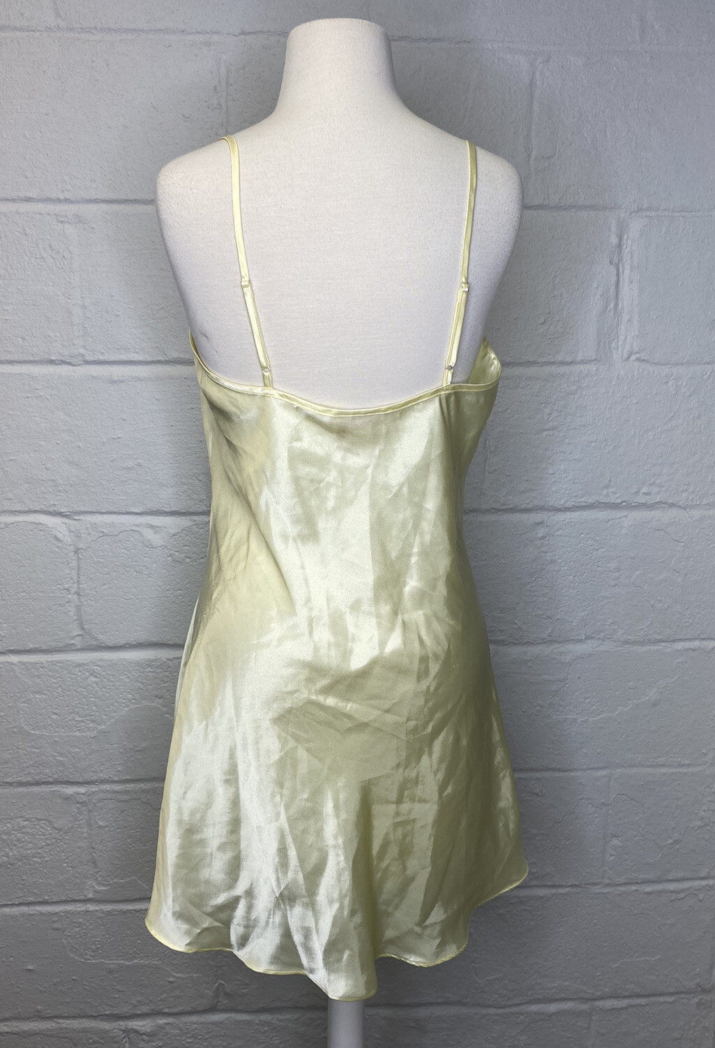 Sears INNER MOST SHINY Yellow LIQUID SATIN Nightgown Medium Butterfly Y2K 90s