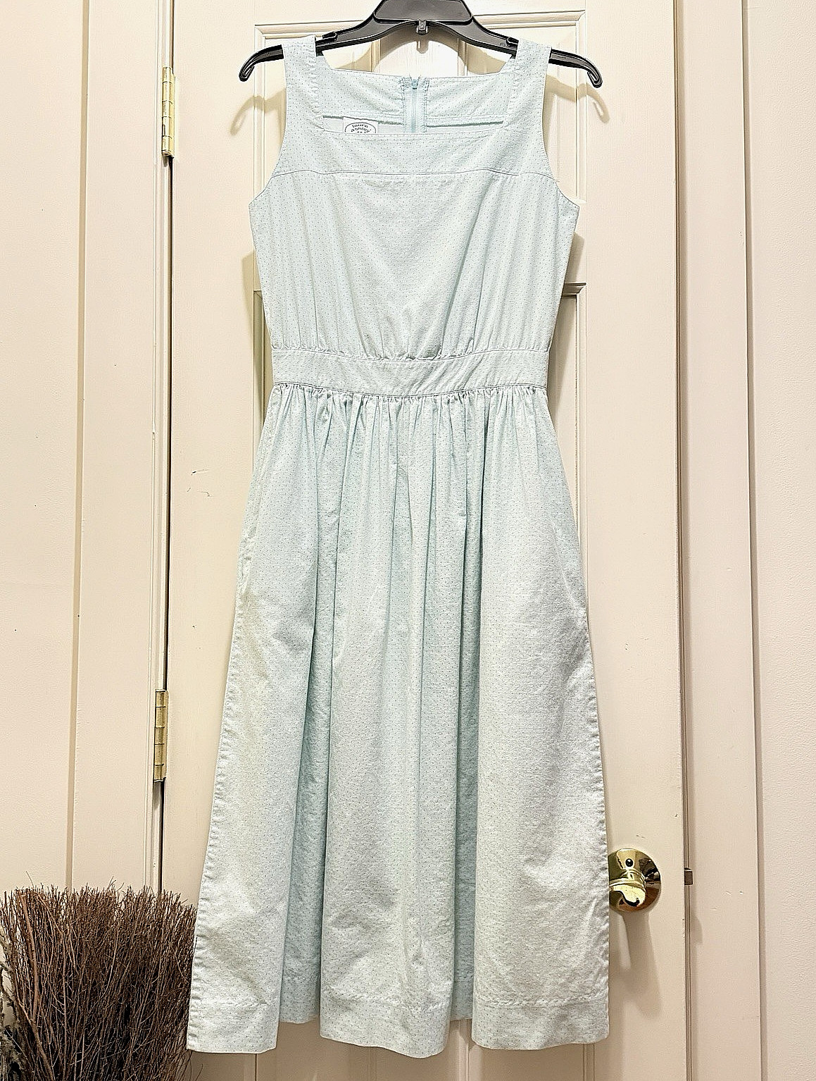 Vintage 1980s Laura Ashley Sz 8 Dress 100% Cotton Powder Blue Pockets