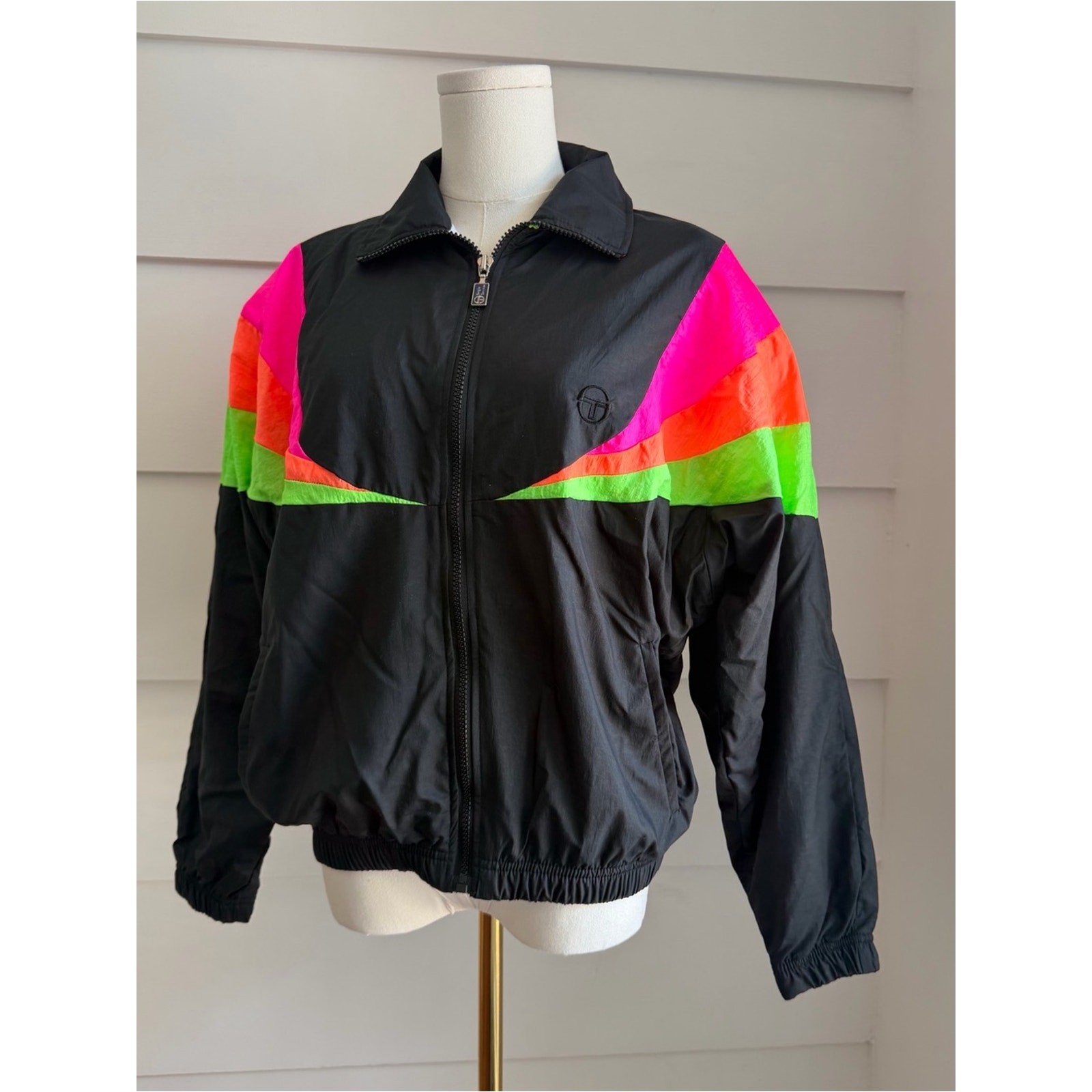 Vintage Sergio Tacchini Windbreaker Colorblock Neon Jacket 80s 90s