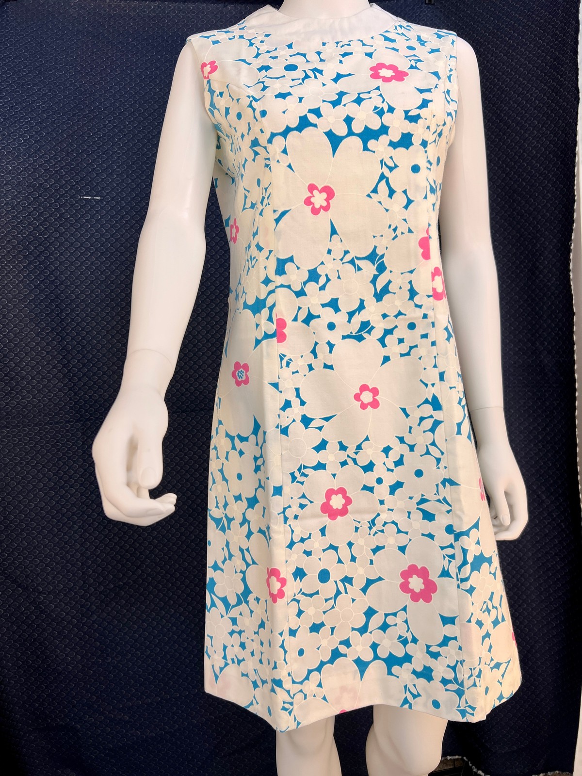 1960s Blue and White Liberty Circle Minidress, S/M