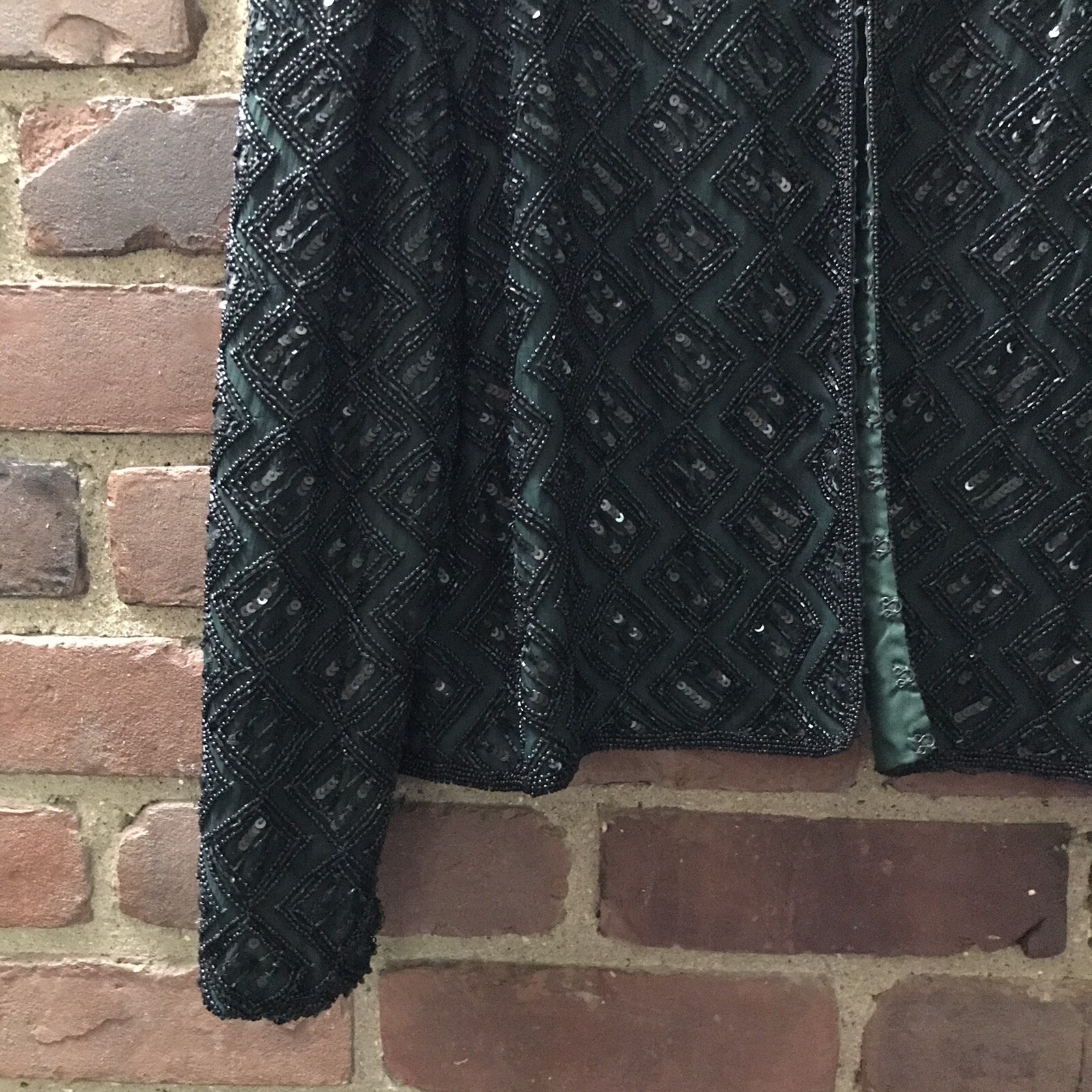 STENAY | GReen SILK SEQUIN JACKET Sz LARGE -44 Chest -20.5” Long -Cheapchicplus