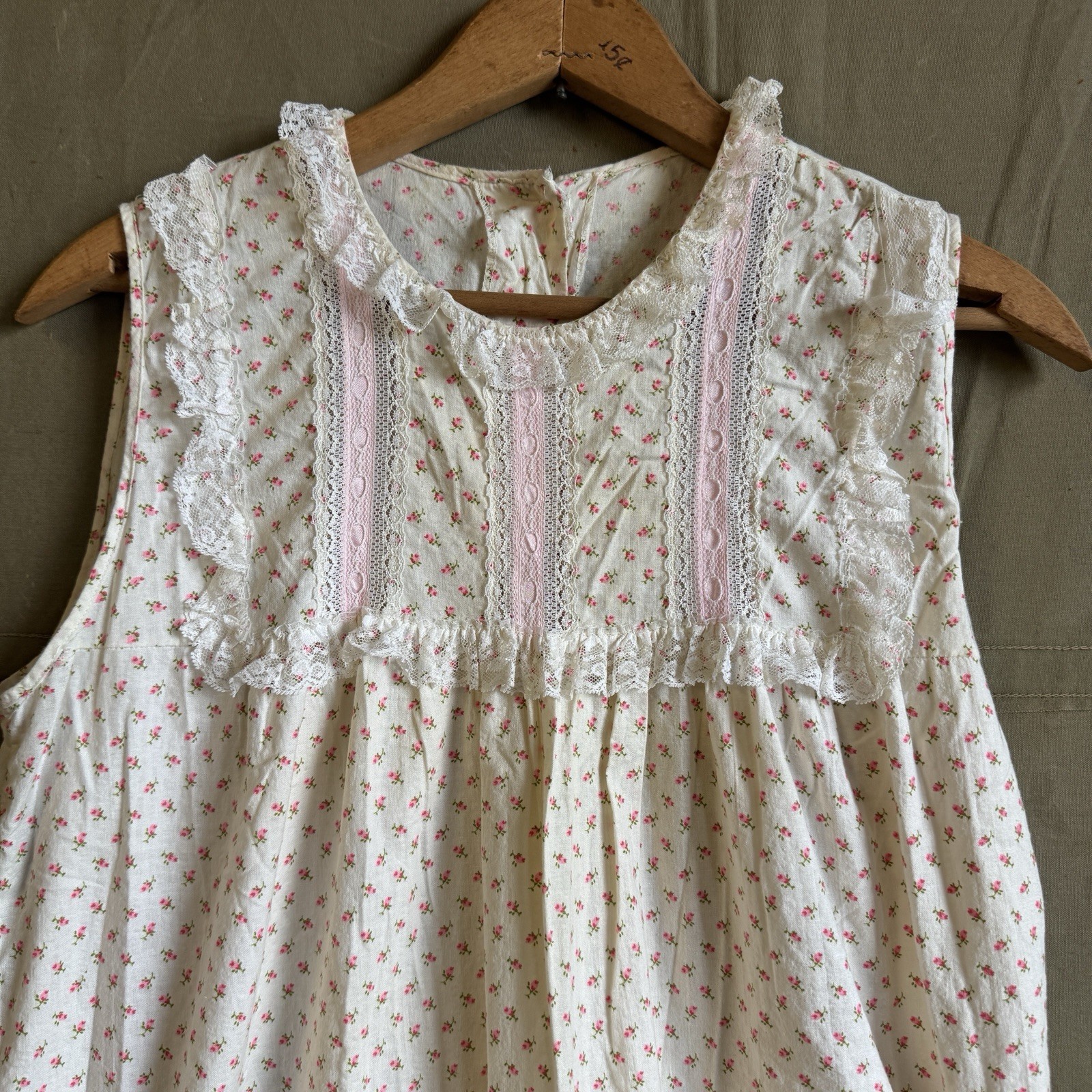 Vintage 60s Women’s Nightgown Mr. P.J. Pink Flowers Boho Folk 18X32.5 READ