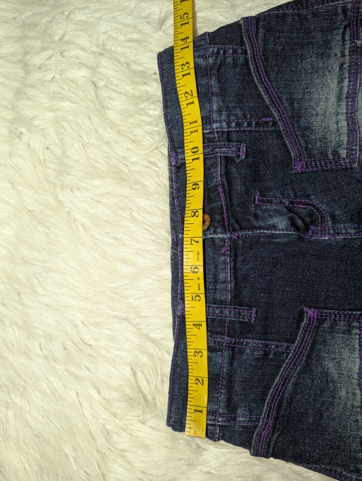 VANILLA STAR Purple STITCHED Low Rise Blue Jeans COOL DENIM Junior&rsquo;s 5 ALTERED