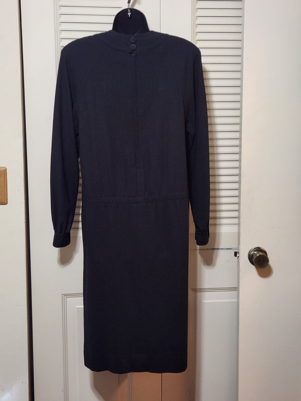 Vintage ADELE SIMPSON Black All Seasons Wool Dropped Waist Dolman Sleeves sz8