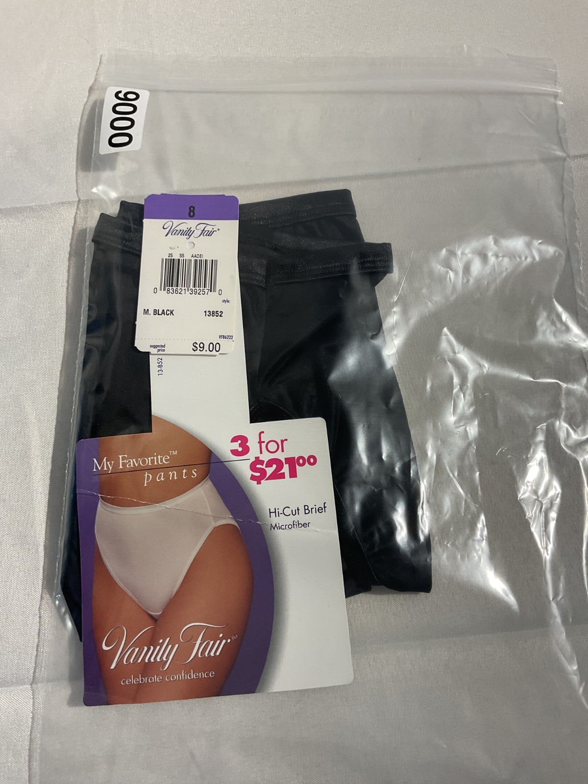 VANITY FAIR vintage NWT BLACK Microfiber Hi-Cut Brief Panties size 8