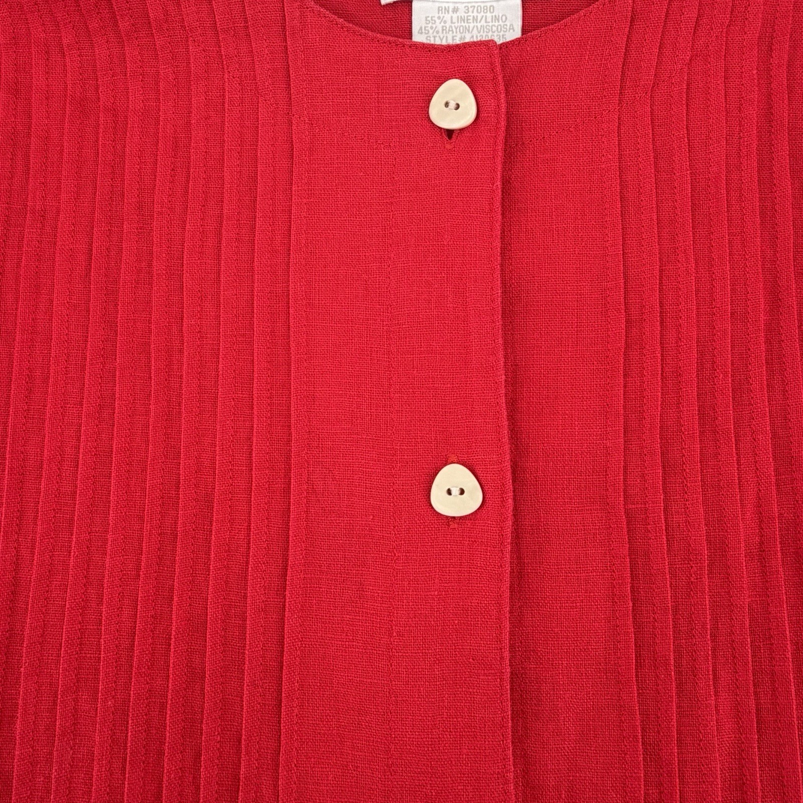 Vintage Studio C Plus 2pc Linen Blend Maxi Dress Blouse Set Red 22W 3X Pleated