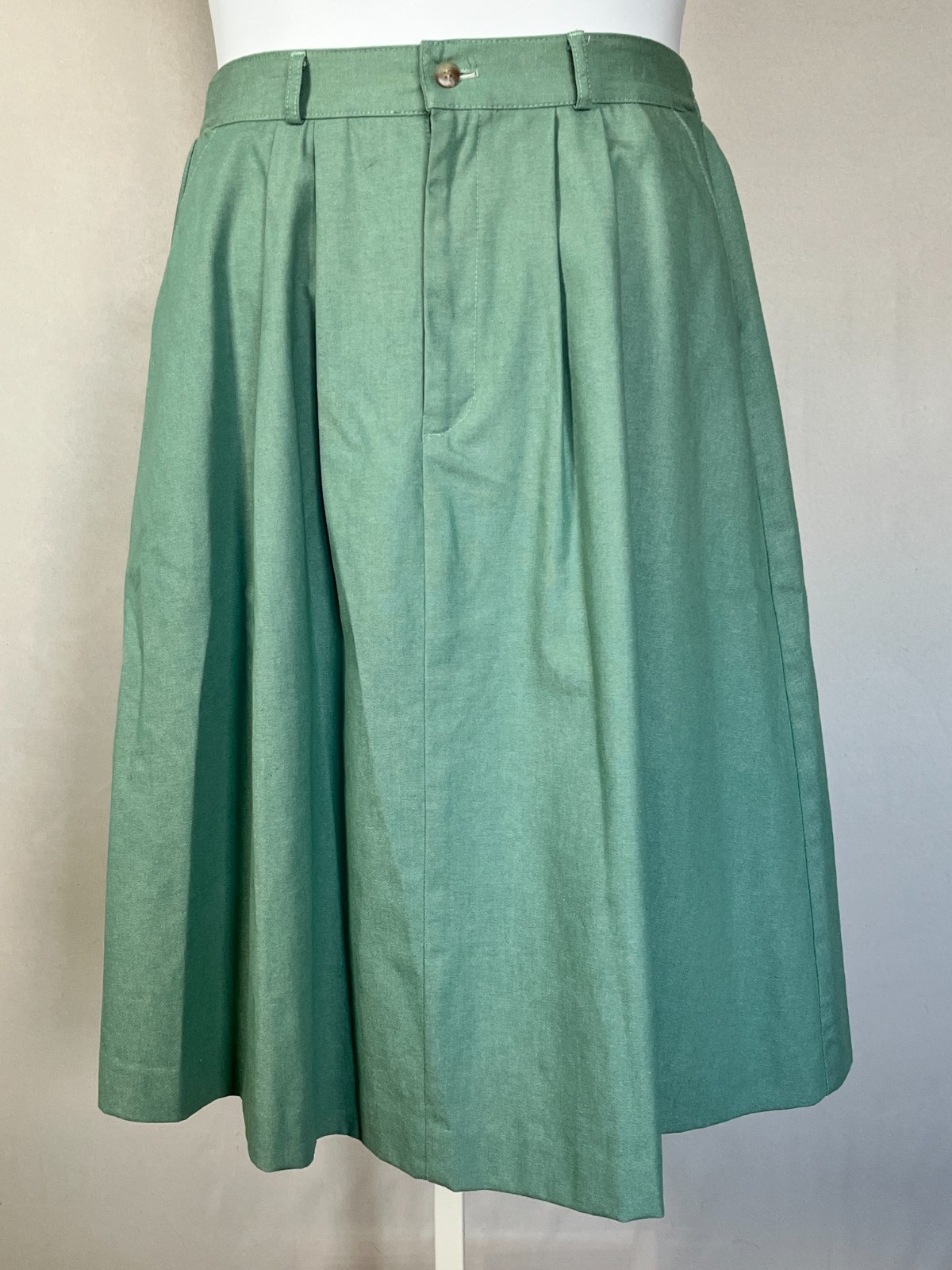Vintage A Line Orvis Midi Skirt Womens 10 P Green Pleats Modest USA