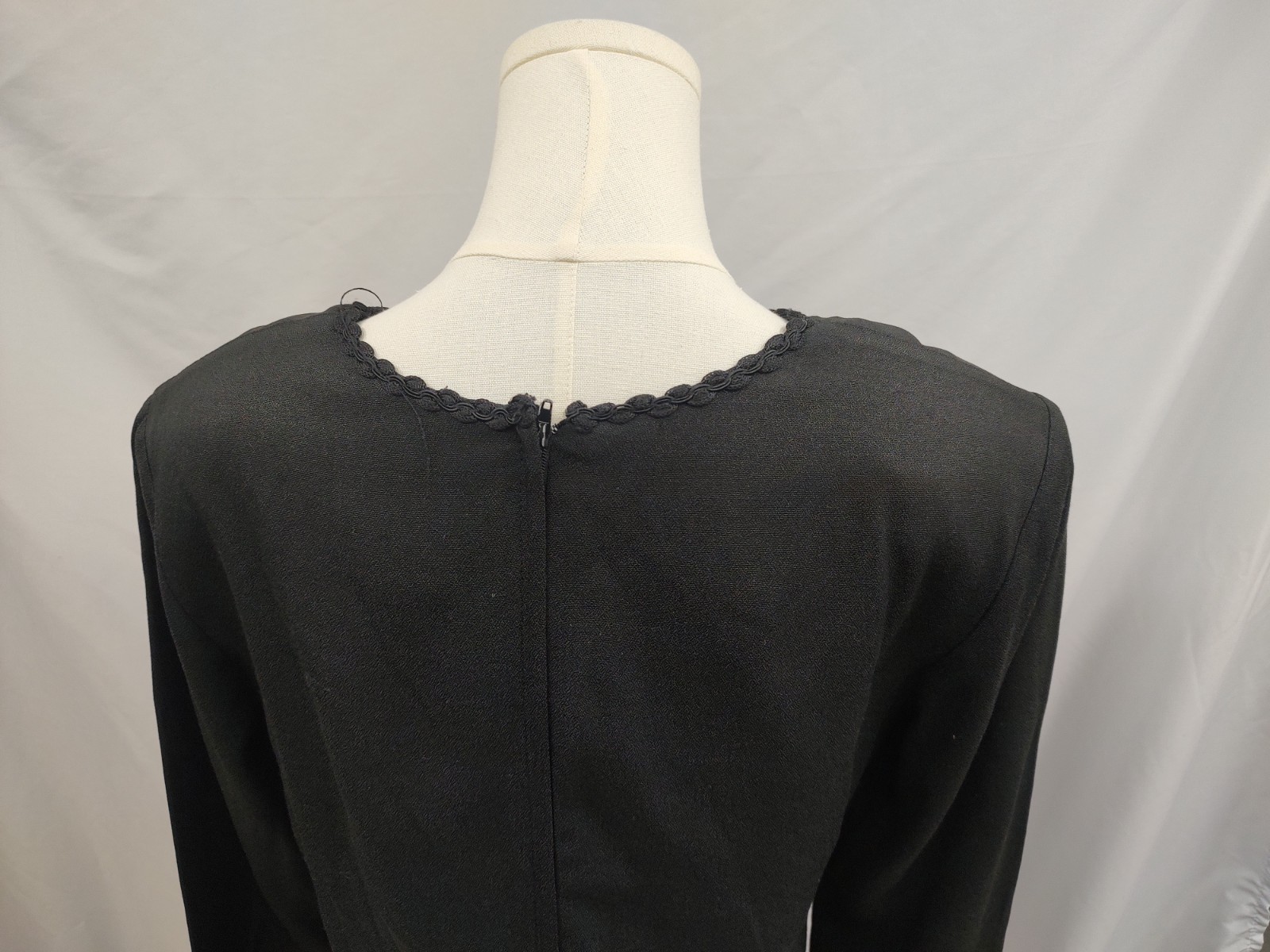 80&rsquo;s Vintage Studio 1 Dress Black Jacket Dress Style Keyhole Neck Braided Trim L