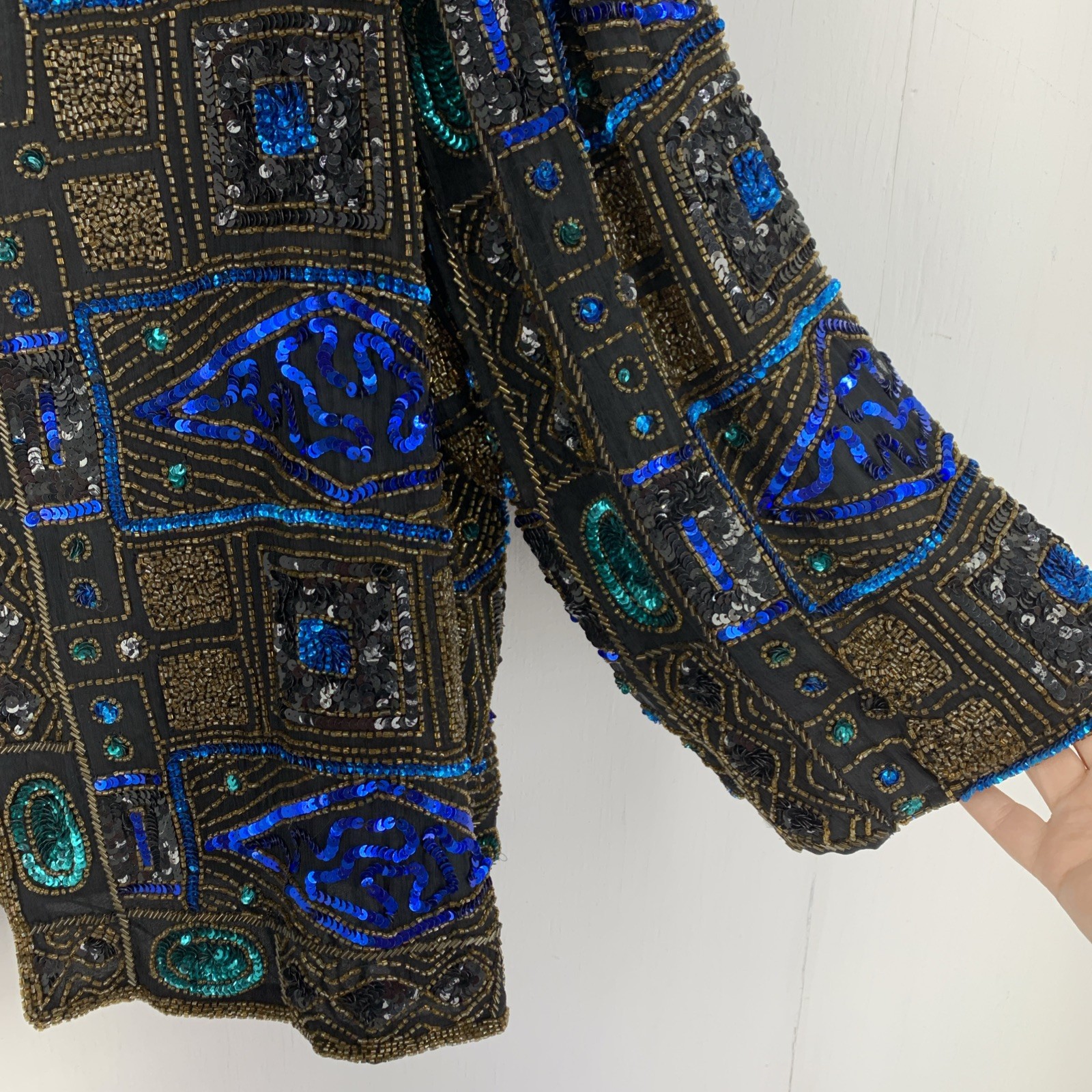 Vintage Scala Womens 4X Sequin Beaded Jacket Money Luxe Party Glam Colorful