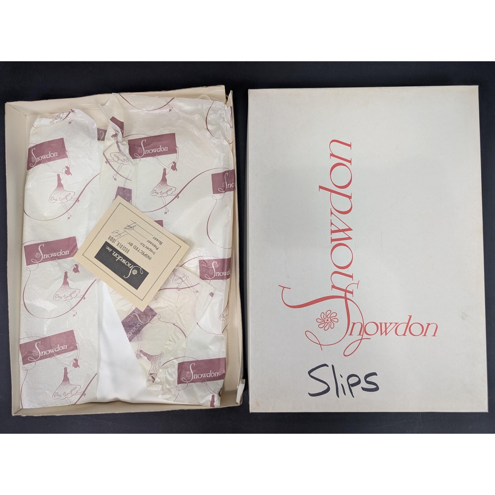 Two Unworn Vintage Slips in Original Box Snowdon Size 34 Small White Nylon Lace