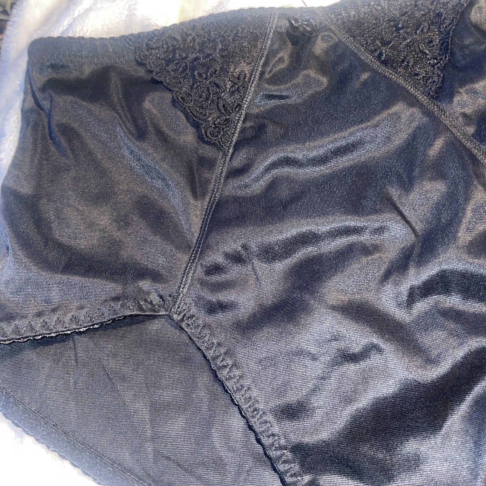 Black Shaper VINTAGE panties Polyester spandex Black Lace trim sides NWOT ￼XL