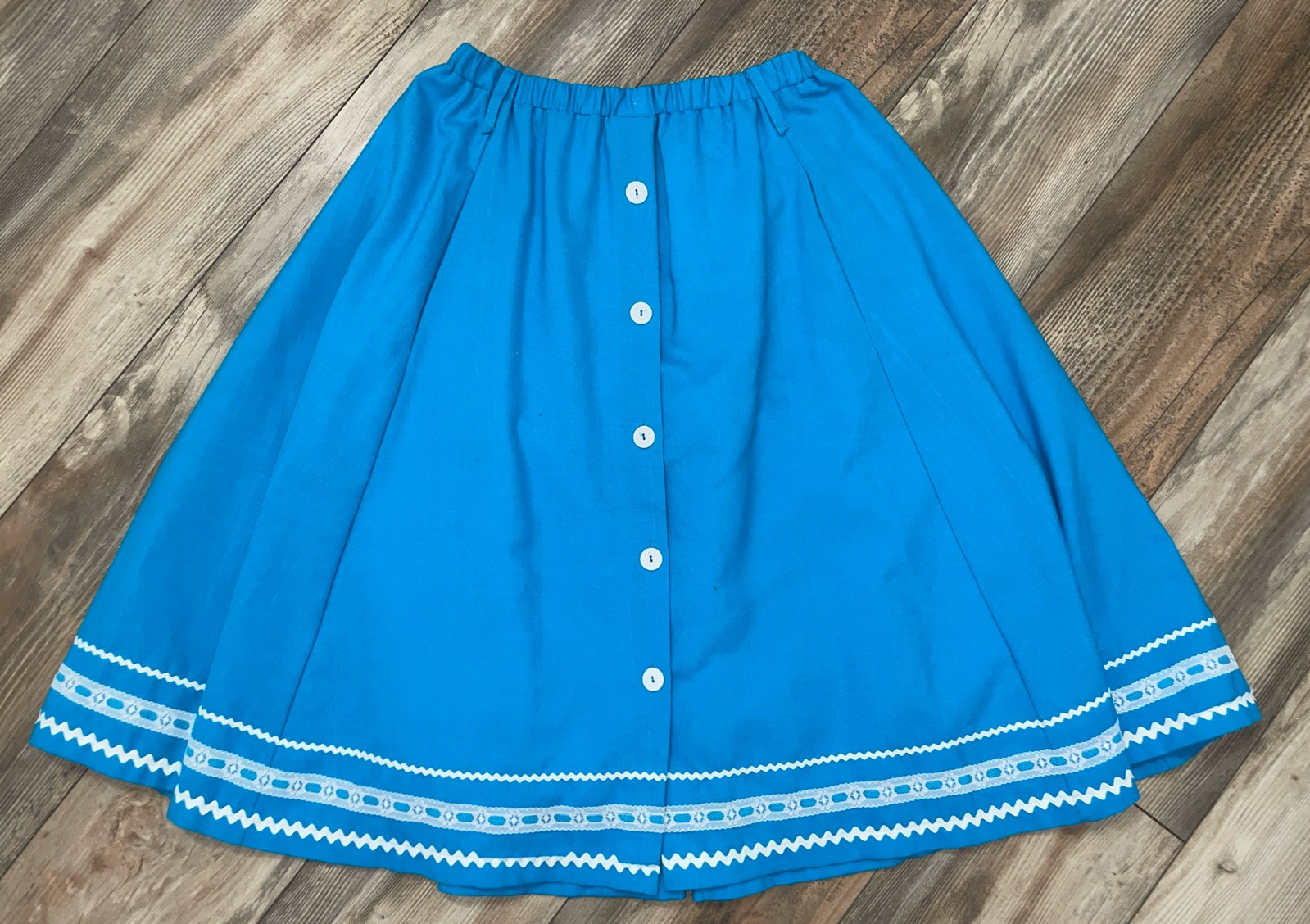 VTG Carefree Fashions Scottsdale Arizona Blue Lace Prarie Skirt Stretch Waist