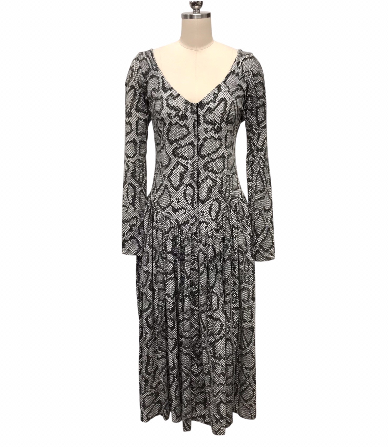VTG 80’s Betsey Johnson Punk Label Midi Dress NWOT Snake Print Drop Waist Sz L