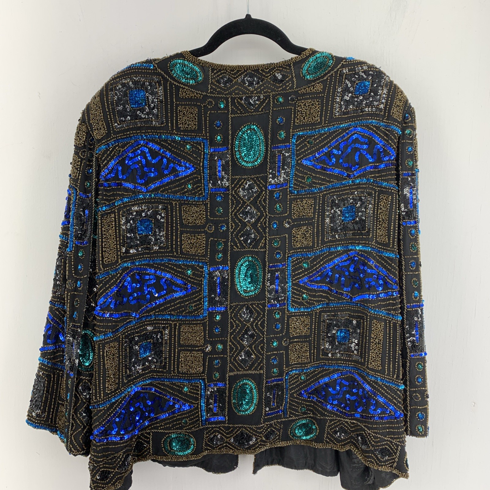 Vintage Scala Womens 4X Sequin Beaded Jacket Money Luxe Party Glam Colorful