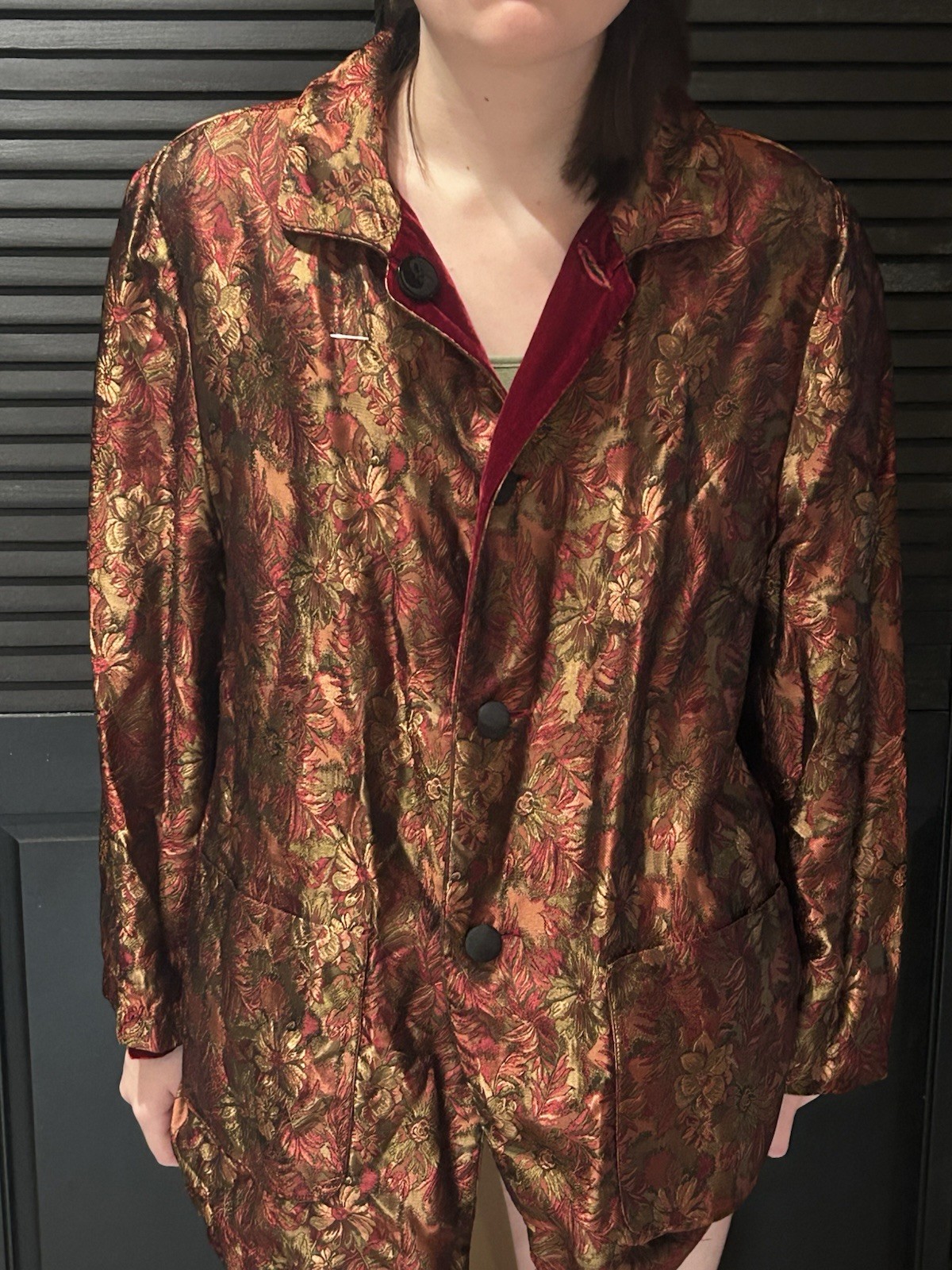 Vintage April Cornell Trading Reversible Red Velvetine/Brocade Blazer Size S
