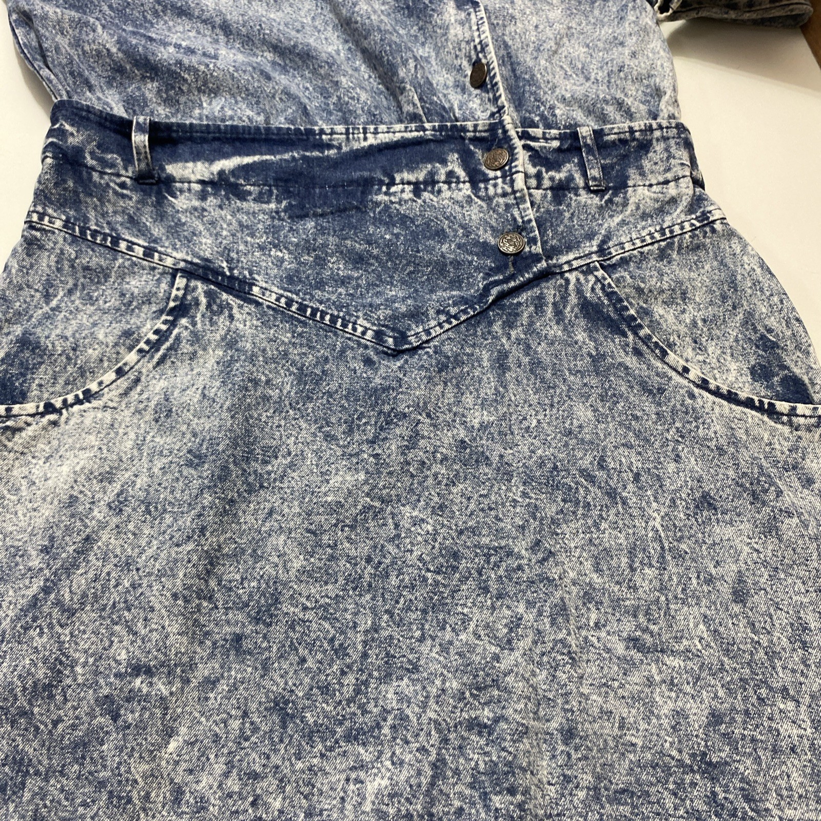Vintage Landon West 1980s Blue Denim Shirt Dress 100% Cotton Size 7/8