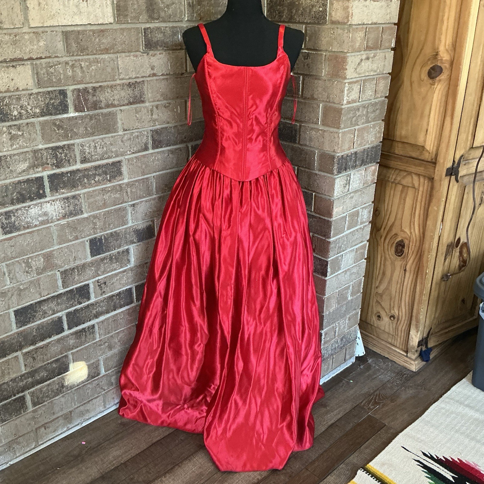 VINTAGE Gunne Sax Jessica McClintock Red Corset Prom Gown Dress Sz 5/6 USA #46B5