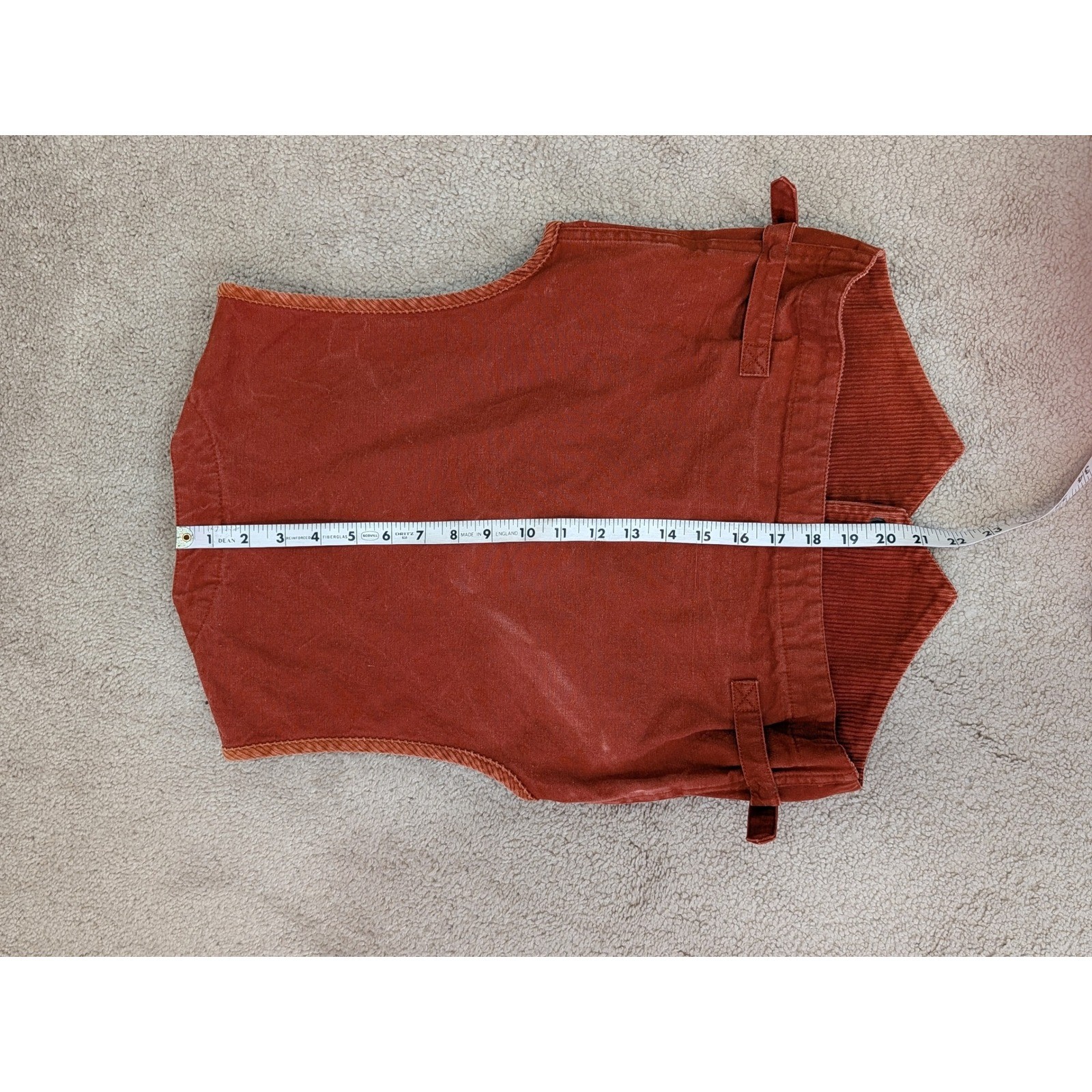 Vintage 70s Gap Womens Rust Orange Cotton Canvas Corduroy Utility Vest Size S