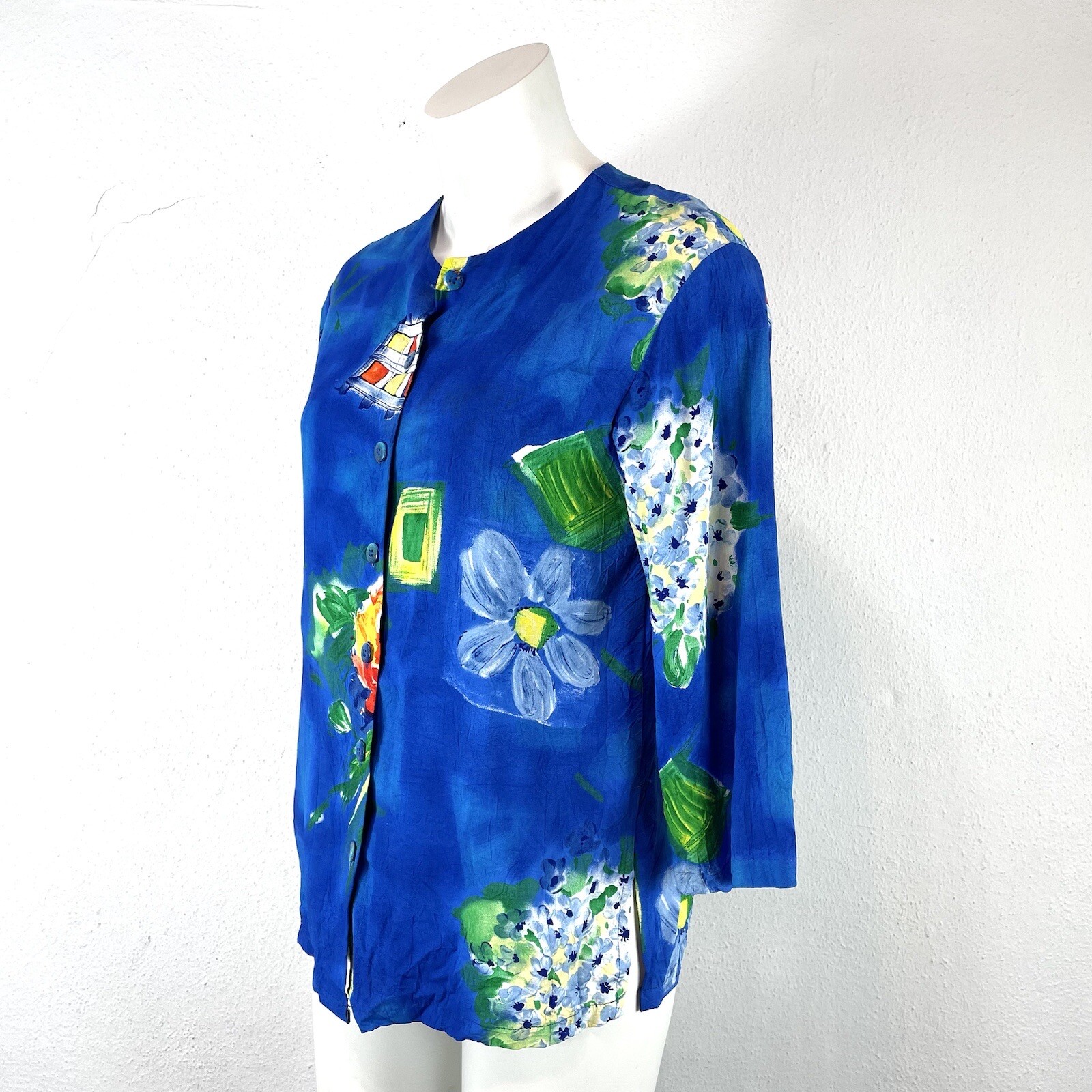 VTG Jams World Lightweight Button Front Shirt Jacket Hawaiian Garden Floral XS