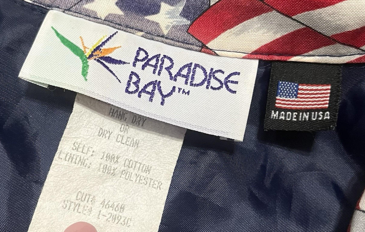 VTG Paradise Bay American Flag Jacket Adult M USA Made Patriotic Stars Stripes