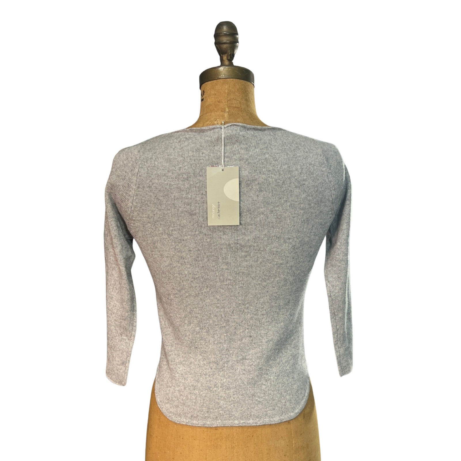 PRINTEMPS *Mint Condition* Vintage S Grey Silk Cashmere Boatneck Knit Top -1990s