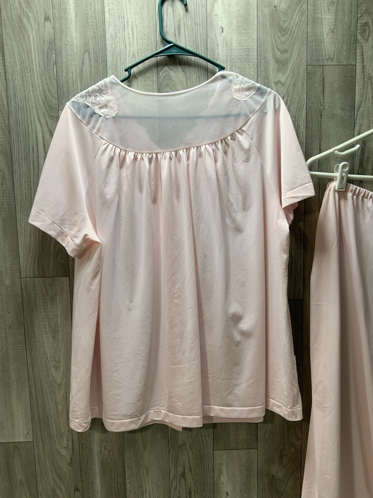 Vintage Shadowline Pink 3 Piece Set Nightgown/Pants/robe House Coat Size 44 Larg