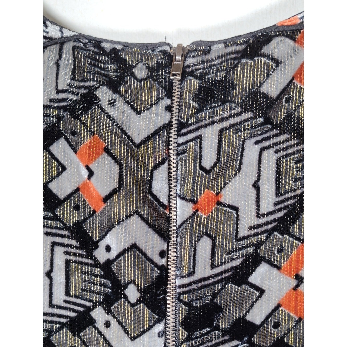 Anthropologie Meadow Rue art deco black gold velvet mixed tank blouse L