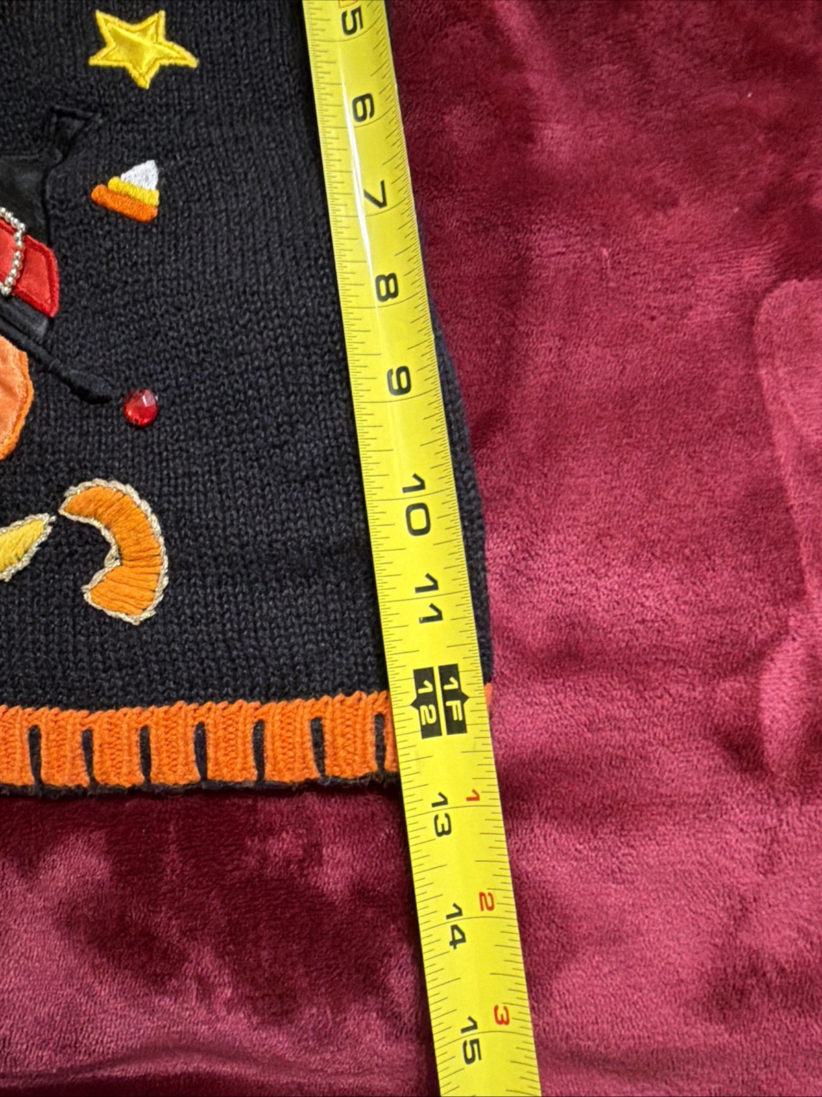 Women&rsquo;s Vintage Basic Editions Black/Orange Embellished & Beaded Halloween Vest