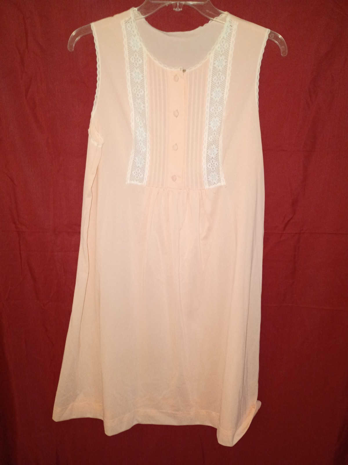 Vintage Gossard Artemis Peach Nylon Nightgown Lace Trim Excellent ConditioN